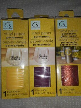X2 Each, 6 pcs Yellow, Burgundy & Glittery Orange Craft Permanent Paper